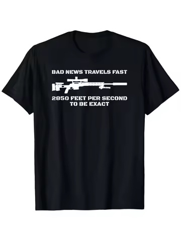Men's & Women's Heavyweight Humor Sniper Rifle T-Shirt - 180gsm Black with Sniper & 2300 FPS Joke Gr