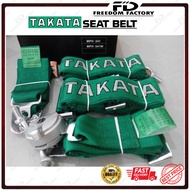 TAKATA 4 POINT SEAT BELT 3' INCH  4 Point Racing Harness BLACK / GREEN