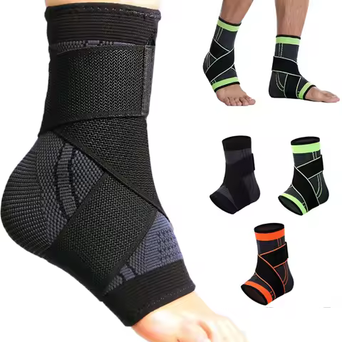 Adjustable Ankle Support Compression Ankle Brace Protector for Running Soccer Basketball Nylon Knitt