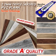 Pelekat Lantai Vinil JUMBO Ketebalan Kayu 2.2mm Pelekat Lantai Vinil 18pcs 27sqf/Vinyl PVC Lantai DI