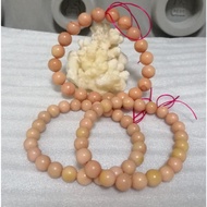 [Clearance] Natural Peach Jade Bracelet 天然桃花玉手串 8mm to 10mm, Wrist 16cm (Random Picks)