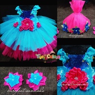 Trolls Tutu Dress with trolls headpiece costume (1-7Y) Complete Set
