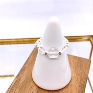 純銀 S925 施華洛世奇水晶 銀珠戒指2 (白)