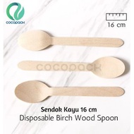 Disposable wooden spoon - 16cm Disposable wooden spoon - (Disposable wooden spoon - birch wood cutle