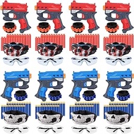 TiopLior Party Supplies Compatible with Nerf Party Supplies, 8 Sets Gun Party Supplies for Boys Birthday Pack Included Mini Foam Pistols, 160 Foam Bullets, Safety Glasses, Wrist Belt Band, Face Masks