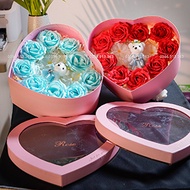 PREMIUM WAXED ROSE BOX WITH HEARTS OF 9 FLOWERS