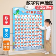 儿童数字挂图1到100认知早教有声幼儿识字点读发声宝宝拼音卡片Children's Digital Wall Chart 1 to 100 Cognitive Early EducationKKg5f