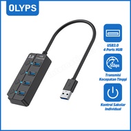 【OLYPS】USB-A Hub 3.0 Multi Port 7 in 1/4 in 1 Multifungsi High Speed Adaptor for PC/Laptop