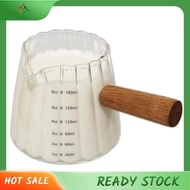 [In Stock] Espresso Cups Espresso Accessories, Milk Frothing Pitcher Glass Measuring Cup, Shot Glass with Wood Handle 6oz 1 PCS