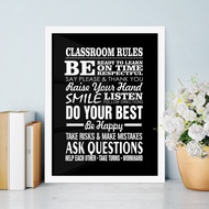 Classroom Rules - Black Art Decor Poster