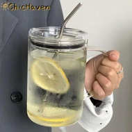 ChicHaven 1L uống cốc thủy tinh với nắp và rơm ly cà phê cốc thủy tinh cốc sữa nước trái cây cốc tro