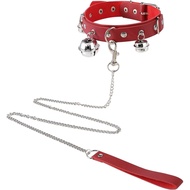 Choker Necklace for Women Gothic Collar and Leash Set Adjustable Vintage Leather Bells Choker Collar