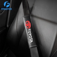 FFAOTIO Car Seat Belt Cover Shoulder Pad Carbon Fiber Leather Car Interior Accessories For Toyota Wish Hiace Sienta Altis Harrier CHR Vios Rush Alphard Camry RAV4 Innova