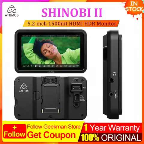 Atomos Shinobi II 5.2" HDMI HDR Monitor 1500nit HDMI 4K HDMI Cable - Compatible `and HD video input 