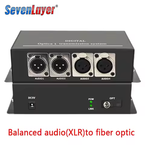 2 CH Bi-Directional Balanced Audio to Fiber Optic XLR over Fiber Audio Fiber Media Converter Transce