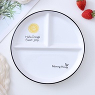 Piring Sekat Tiga Diet Keramik Estetik Ala Korea Aesthetic Plate for Diet Aesthetic Divided Ceramic