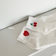 Kikeee Small Pattern Korean Socks Socks// Smiley Cherry Heart//