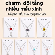 Double necklace set, Piece romantic gift for couple love - Retail/Wholesale 1-3-6-12 pieces - V860