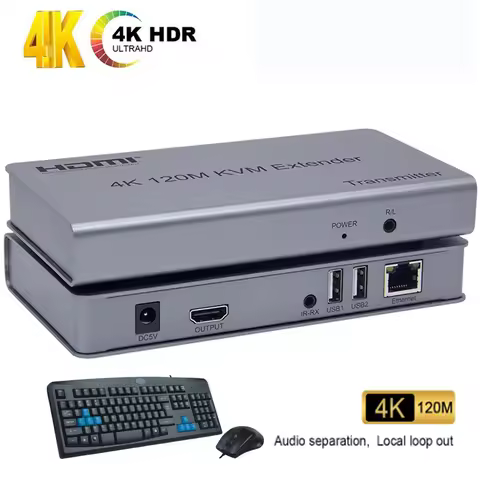 Extender HDMI RJ45 4K 60M 120m 200M KVM HDMI Extender With USB KVM Audio HDMI over Cat6 with Loop ou