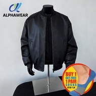 Men Faux Leather Jacket + FREE Socks (B1G1) - Classic Biker Style [7777]