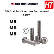 [10 PCS] M5 M6 M8 304 Stainless Steel Hex Button Head Screw M5 Screw M6 Screw M8 Screw