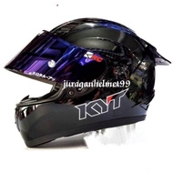 Helm Full face KYT R10 Putih Paket Ganteng Leopard