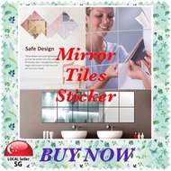 High quality square mirror tile wall sticker  -the film will be mirror like if you paste it flat enough