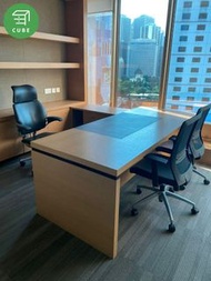 大班枱 老闆桌 老闆枱 辦公用 L型拐角實木大班台 帶側櫃 單獨檯面 配套文件櫃 配套推櫃桶 組合書櫃文件櫃一體式設計 楓木色 淺色 簡約現代 北歐風 清新 全新/九成新大班台 老闆辦公室首選【立方傢