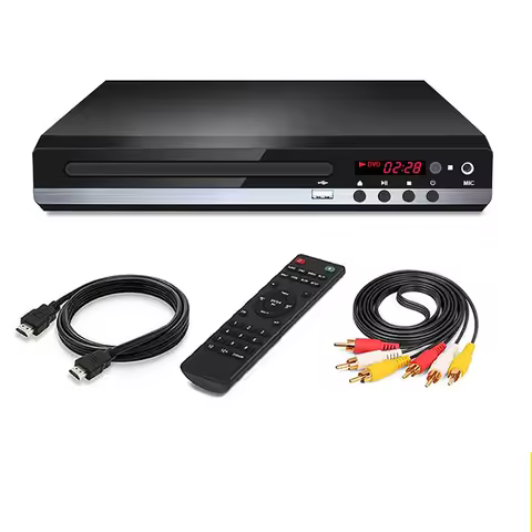 DVD Player VCD CD Disc Media Player Machine with HDMI-AV Output Remote USB Mic Full HD 1080P Home DV