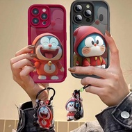 For OPPO A5S A3S A12 A12E A9 A5 A31 2020 A52 A73 A92 A94 A57 4G Find X5 X3 R11S R11 R17 R15 Pro Phone Casing Cute 3D Cartoon Doraemon Bracelet Silicone Case Accessories