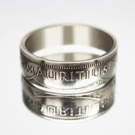 毛里求斯硬幣戒指 1 盧比 1987 年男士硬幣戒指 女士硬幣戒指