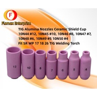 TIG Alumina Nozzles Ceramic Shield Cup 10N44 #12, 10N45 #10, 10N46 #8, 10N47 #7, 10N48 #6, 10N49 #5 