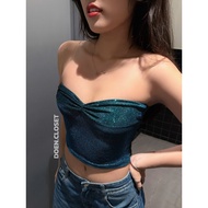 (AO3) V1 CROPTOP BREAST SHRINK TUBE SHIRT SUPER GLITTERED HEART - BODY-hugging STRETCH FREESIZE - CL