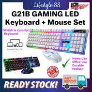 G21B Keyboard Mouse Combo Set Rainbow LED Color Backlight Set Keyboard Gaming Keyboard Set LED Keybo
