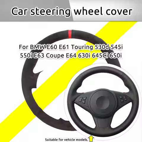 Dark Grey Car Steering Wheel Cover For BMW E60 E61 Touring 530d 545i 550i E63 Coupe E64 630i 645Ci 6
