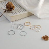 4pcs Fashion Simple Index Finger Rings Sets Alloy Silver Gold Plated Artificial Pearl Knuckle Ring 韩