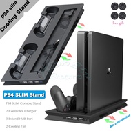 PS4ผอม /Pro แนวตั้งยืนด้วยคูลเลอร์พัดลมระบายความร้อนควบคุมชาร์จแท่นชาร์จสถานี PlayStation 4 PS 4 S เ