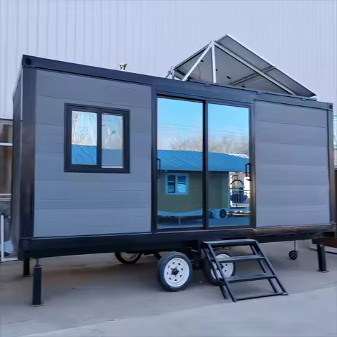 Easy Movable Prefabricated Modular Portable Mobile Container House Tiny Homes With Wheel
