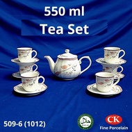 CK Porcelain, 550 ml 14 pcs Premium Tea Set / Porcelain Tea Pot Set / Ceramic Teapot Set (Halal Cert