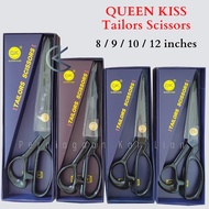 Queen Kiss HighQuality Black Tailors Scissors 8 9 10 12 inch / Gunting Kain Hitam ( QK-200 / QK-225 