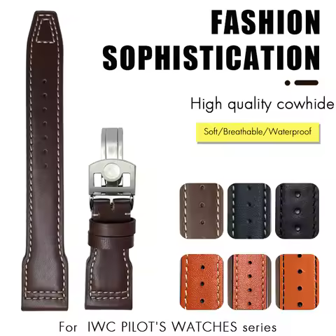 20mm 21mm 22mm Genuine Leather Watchband For IWC Big Pilot's Watch Mark 18 Spitfire TOP GUN Hamilton