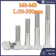 Half -Thread Hex Cup Bolt 316 Stainless Steel , High Strength Hexagon Bolt DIN933 Extended Screw Mac