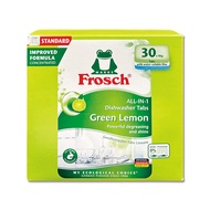 【Frosch】德國Frosch小綠蛙-洗碗機專用3合1環保洗碗錠30入/盒-檸檬香(遇水即溶獨立包裝,碗盤餐盤清洗劑,去油汙除水垢清潔粉,各款洗碗機皆適用)