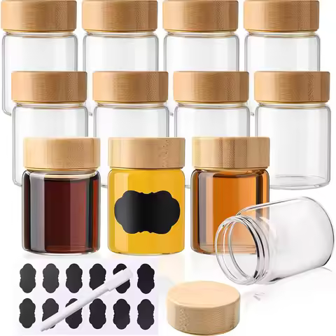 2oz Glass Shot Bottles with Caps, Borosilicate Glass Juice Shot Bottles,Reusable Shot Glass with Lid