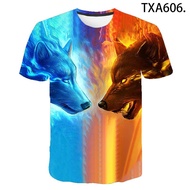 Street Fashion 3D Wolf Print T-shirt for Men and Women XS-3XL Baju T Shirt Lelaki
