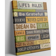 Inspirational Quotes Wall Art Life Rules Motivational Decor Picture Canvas Print For Bedroom Living 