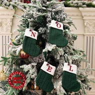 Green English Letters Knitted Socks Embroidered Sock Gift Christmas Socks Bag L0S1
