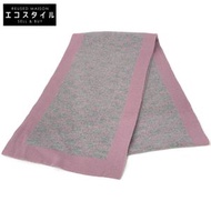 Gucci 421068 灰色 x 粉紅色羊毛 GG 圍巾 [二手]