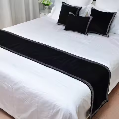 New Chinese Style High-grade Pure Color Bed Spread Simple Bed Runner European Velvet Bed Flag Decora