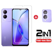 2in1 For Vivo Y17S 2023 Screen Protector Full Cover Clear Tempered Glass For VivoY17S Y 17S 4G 5G Phone Protective Glass Camera Lens Film